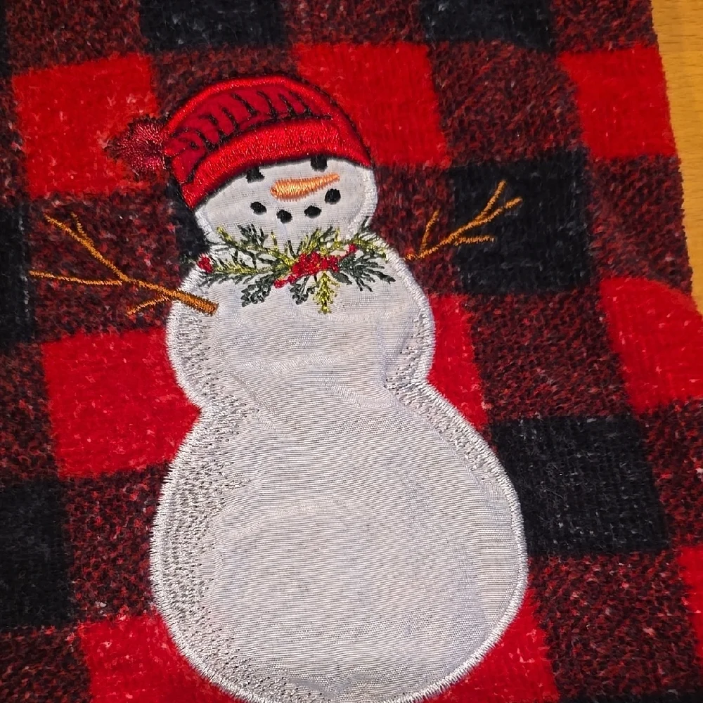 Red and Black Plaid Snowman Towel
